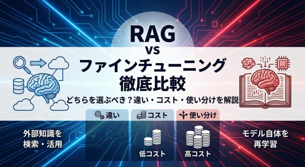 RAG vs ファインチューニング徹底比較｜どちらを選ぶべき？違い・コスト・使い分けを解説