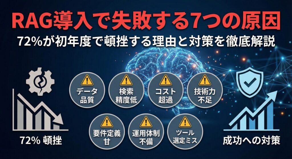 RAG導入で失敗する7つの原因｜72%が初年度で頓挫する理由と対策を徹底解説