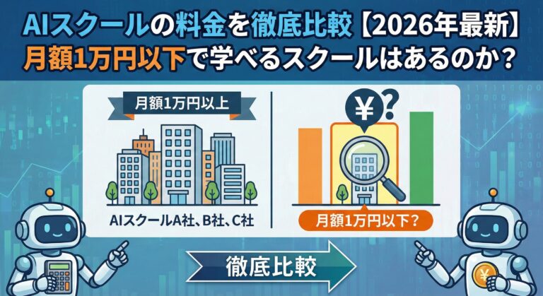 AIスクールの料金を徹底比較【2026年最新】月額1万円以下で学べるスクールはあるのか？