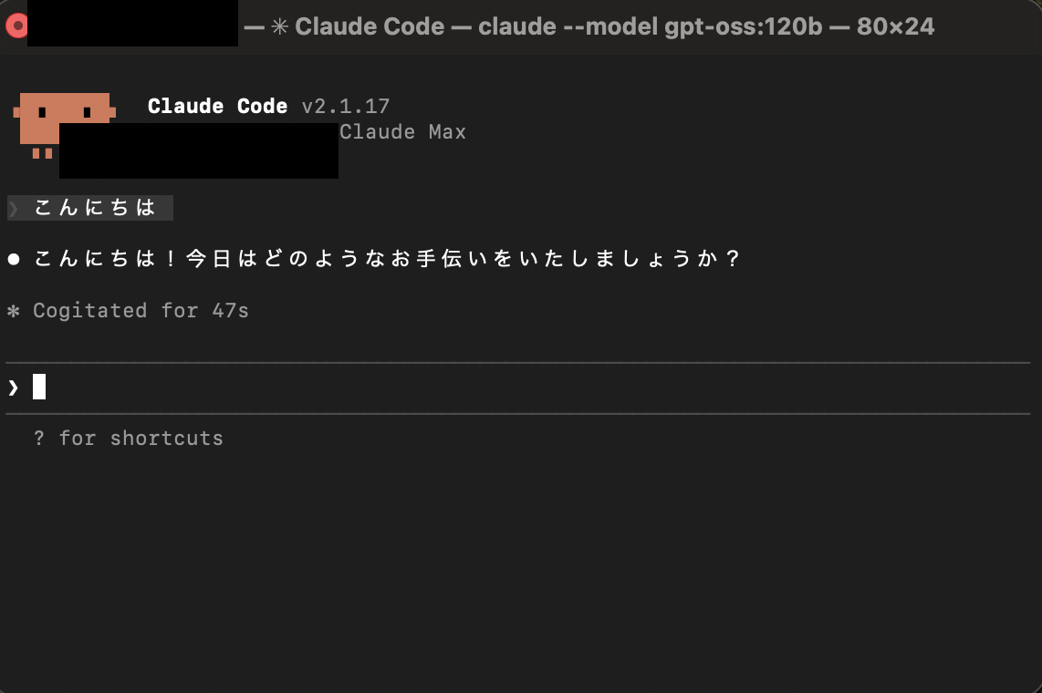 gpt-oss:120b 応答に47秒