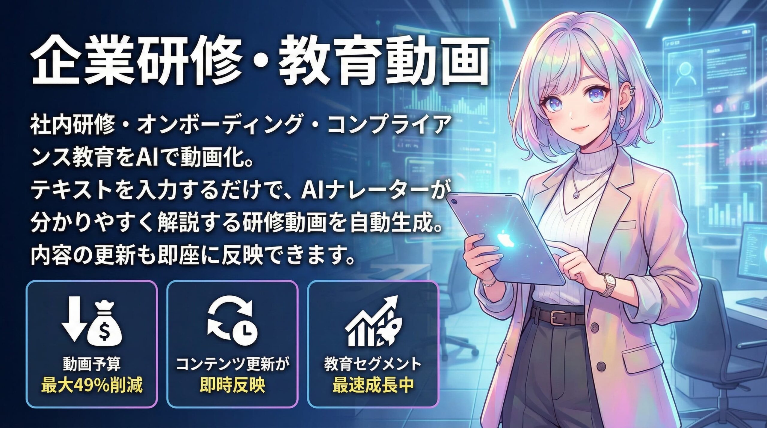 企業研修・教育動画 - AIナレーターで研修動画を自動生成 | AQUA合同会社