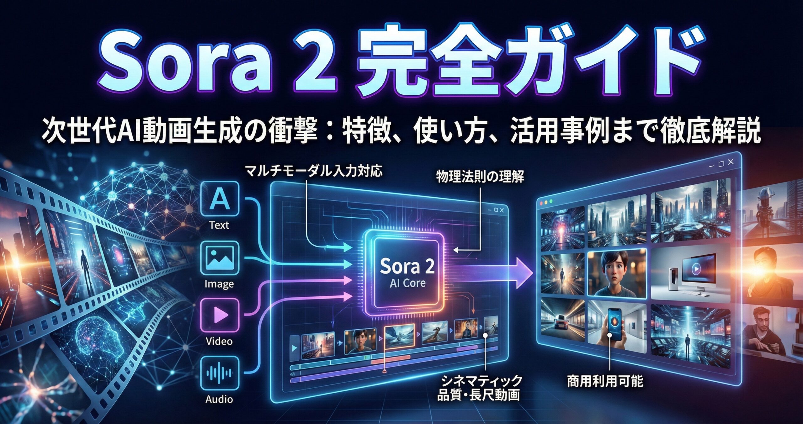 SORAページ Sora 2完全ガイド【2026年最新】｜使い方・料金・商用利用・Veo 3