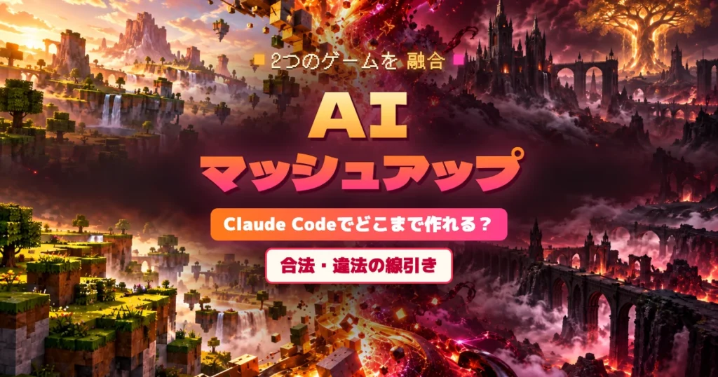 海外で話題の２つのゲームを混ぜる【ゲーム融合MOD】「AIマッシュアップ」とは？Claude Codeでどこまで作れる？合法・違法の線引きまで徹底解説