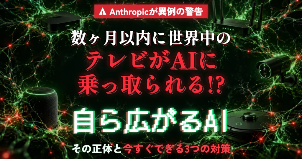 数ヶ月以内に世界中のテレビがAIに乗っ取られる!? AIの暴走をAnthropicが警告!! 「自ら広がるAI」の正体と、今すぐできる3つの対策