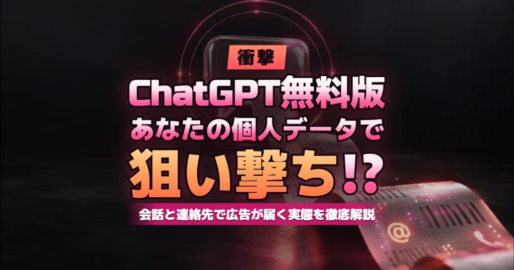 【衝撃】ChatGPT無料版、あなたの個人データで狙い撃ち!? 会話と連絡先で広告が届く実態を徹底解説