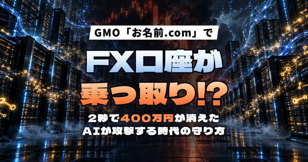 【緊急】GMO「お名前.com」でFX口座が乗っ取り!? 2秒で400万円が消えた不正アクセスの全貌と、“AIが攻撃する時代”のあなたの守り方
