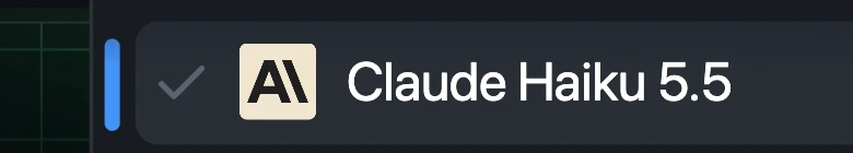 GitHub Copilotのモデル選択欄でClaude Haiku 5.5が選択されている