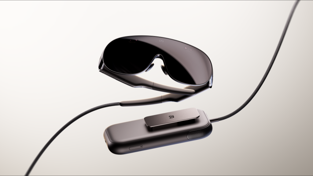 Meta公式が公開したMeta VR Glassesのグラス本体、接続ケーブル、演算パック